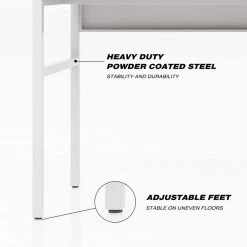 52.7 in. L-Shaped White Wood Computer Desk Office Table with 2-Hook 1-Shelf and 1-Door Metal Locker by Tidoin -Cheap Tidoin Store white tidoin computer desks ktech ydw6 002 1f 1000