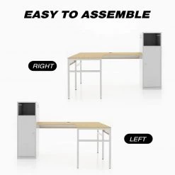 52.7 in. L-Shaped White Wood Computer Desk Office Table with 2-Hook 1-Shelf and 1-Door Metal Locker by Tidoin -Cheap Tidoin Store white tidoin computer desks ktech ydw6 002 fa 1000