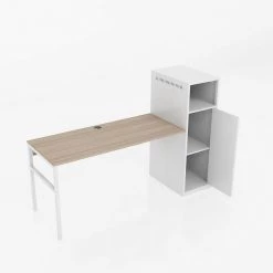 52.7 in. Rectangular White Wood Computer Desk Office Table with 2-Hook 1-Shelf and 1-Door Metal Locker by Tidoin -Cheap Tidoin Store white tidoin computer desks ktech ydw6 367 77 1000