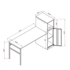 52.7 in. Rectangular White Wood Computer Desk Office Table with 2-Hook 1-Shelf and 1-Door Metal Locker by Tidoin -Cheap Tidoin Store white tidoin computer desks ktech ydw6 367 c3 1000
