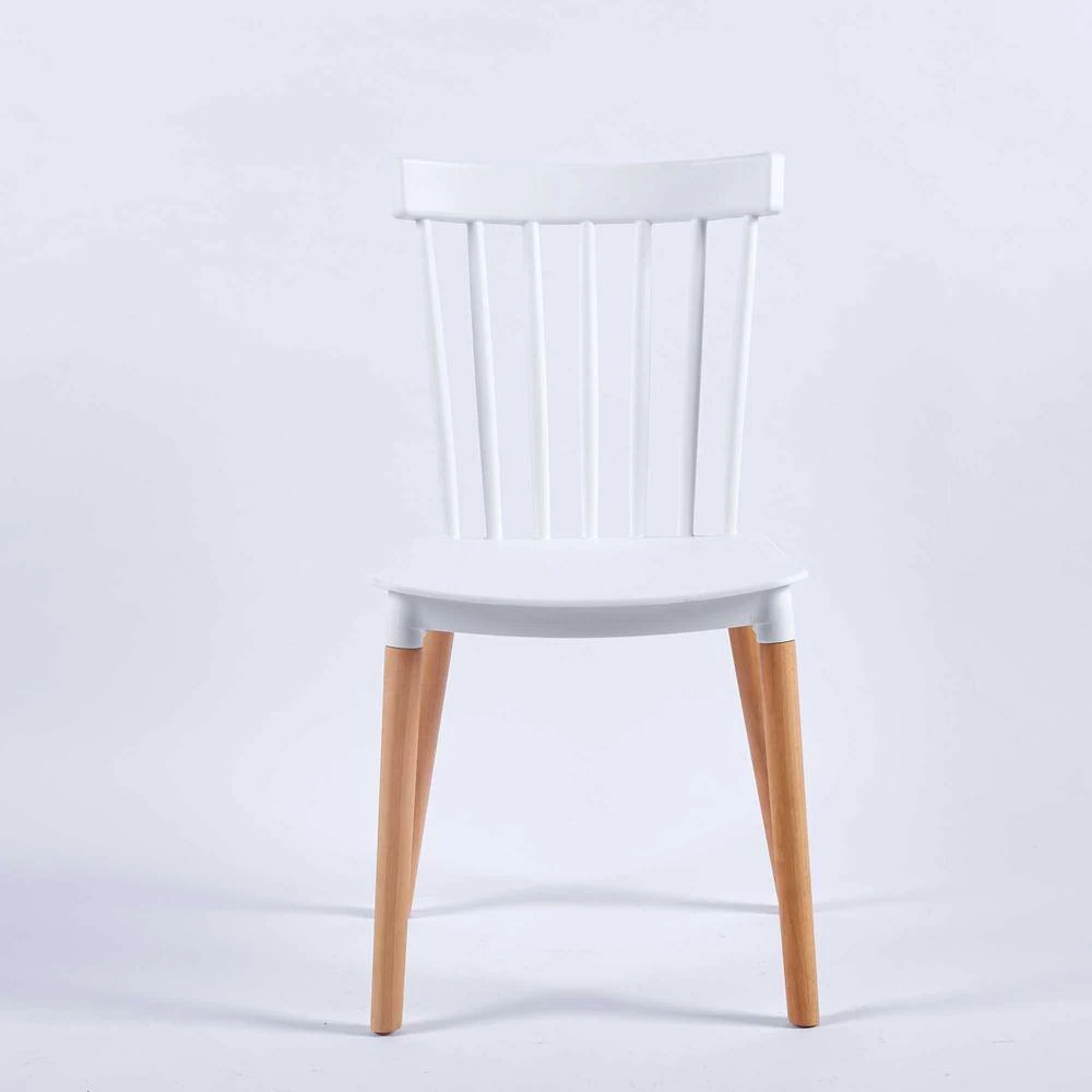 BX-Box Modern White Plastic High Back Dining Chair with Wood Leg (Set of 4) by Tidoin 5 BX-Box Modern White Plastic High Back Dining Chair with Wood Leg (Set of 4) by Tidoin - Image 3