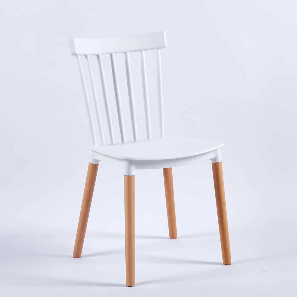 BX-Box Modern White Plastic High Back Dining Chair with Wood Leg (Set of 4) by Tidoin 4 BX-Box Modern White Plastic High Back Dining Chair with Wood Leg (Set of 4) by Tidoin - Image 2