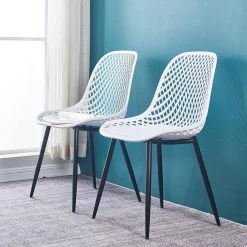 BX-Box Modern White Metal High Back Dining Chair (Set of 2) by Tidoin -Cheap Tidoin Store white tidoin dining chairs kld ydw3 719 76 1000