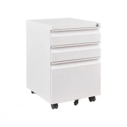 Modern 15.35 in. D x 19.69 in. W x 24.41 in. H White Metal File Cabinet with 3 Drawers by Tidoin
