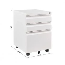 Modern 15.35 in. D x 19.69 in. W x 24.41 in. H White Metal File Cabinet with 3 Drawers by Tidoin -Cheap Tidoin Store white tidoin file cabinets db ydw5 2047 c3 1000