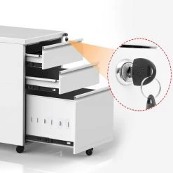 Modern White Steel File Cabinet Storage Cabinet with 3-Drawers and 5-Wheels by Tidoin -Cheap Tidoin Store white tidoin file cabinets ste ydw2 848 76 1000