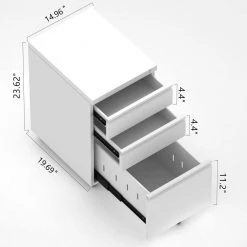 Modern White Steel File Cabinet Storage Cabinet with 3-Drawers and 5-Wheels by Tidoin -Cheap Tidoin Store white tidoin file cabinets ste ydw2 848 c3 1000