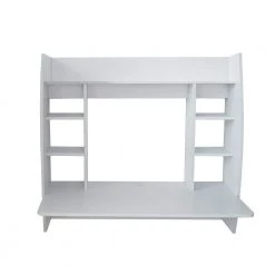 42 in. Rectangular White Wood Floating Desk with 4 Shelves by Tidoin