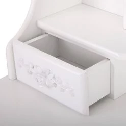 Modern 15.7 in. D x 29.5 in. W x 56.3 in. H White Wood Vanity Set with 4 Drawers, Mirror and Stool by Tidoin 16 Modern 15.7 in. D x 29.5 in. W x 56.3 in. H White Wood Vanity Set with 4 Drawers, Mirror and Stool by Tidoin -Cheap Tidoin Store white tidoin makeup vanities mz ydw1 9665 44 1000