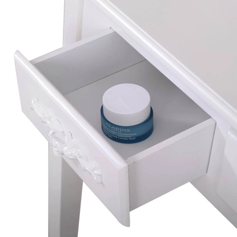 Modern 15.7 in. D x 29.5 in. W x 56.3 in. H White Wood Vanity Set with 4 Drawers, Mirror and Stool by Tidoin 9 Modern 15.7 in. D x 29.5 in. W x 56.3 in. H White Wood Vanity Set with 4 Drawers, Mirror and Stool by Tidoin - Image 7