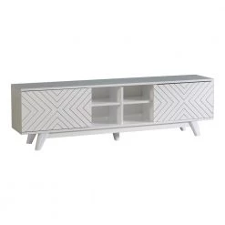 Modern 67 in. Wood White TV Stand with 2 Storage Shelves and 2 Doors Fits TV's up to 70 in. by Tidoin