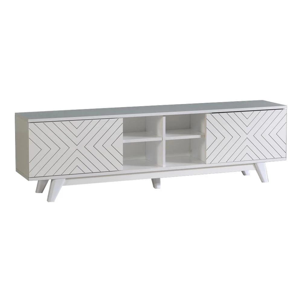Modern 67 in. Wood White TV Stand with 2 Storage Shelves and 2 Doors Fits TV's up to 70 in. by Tidoin 3 Modern 67 in. Wood White TV Stand with 2 Storage Shelves and 2 Doors Fits TV's up to 70 in. by Tidoin