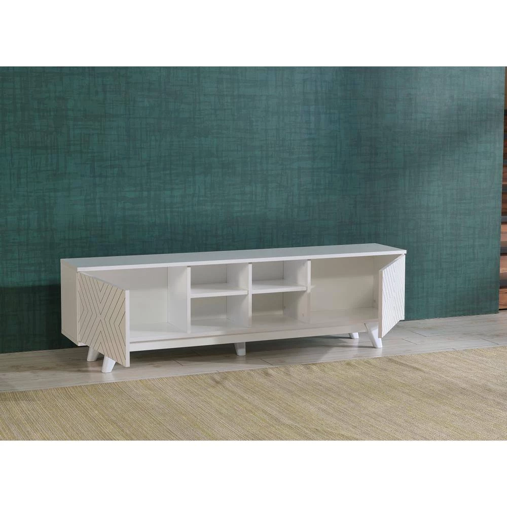 Modern 67 in. Wood White TV Stand with 2 Storage Shelves and 2 Doors Fits TV's up to 70 in. by Tidoin 5 Modern 67 in. Wood White TV Stand with 2 Storage Shelves and 2 Doors Fits TV's up to 70 in. by Tidoin - Image 3