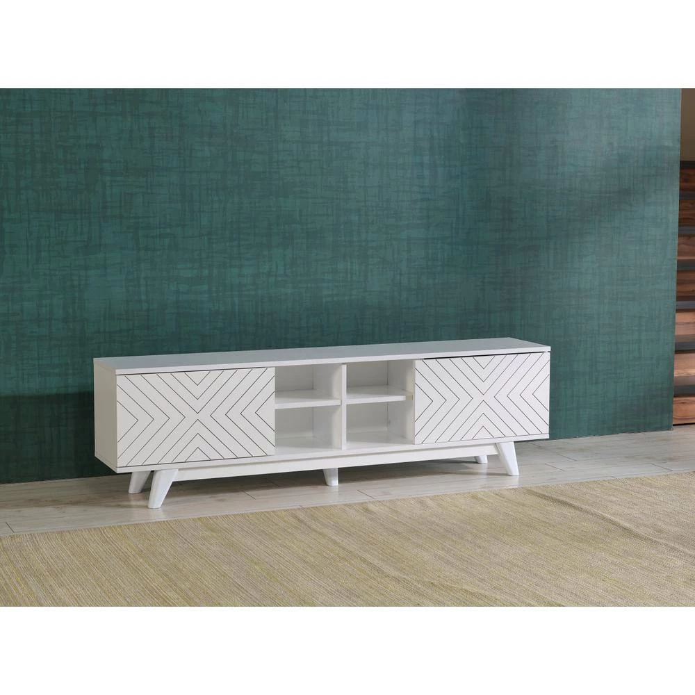 Modern 67 in. Wood White TV Stand with 2 Storage Shelves and 2 Doors Fits TV's up to 70 in. by Tidoin 4 Modern 67 in. Wood White TV Stand with 2 Storage Shelves and 2 Doors Fits TV's up to 70 in. by Tidoin - Image 2