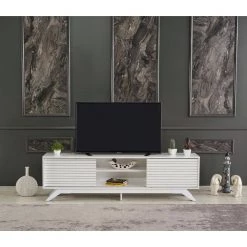 Modern 67 in. Wood White TV Stand with 2 Doors Fits TV's up to 70 in. by Tidoin -Cheap Tidoin Store white tidoin tv stands fur ydb0 496 31 1000