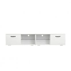 Modern 78.74 in. Wood White TV Stand with 2 Storage Doors Fits TV's up to 80 in. with 2 Shelves by Tidoin