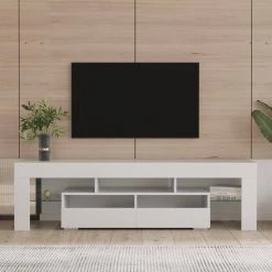 Modern 63 in. Wood White TV Stand Console Table with 2-Drawers Fits TV's up to 65 in. by Tidoin -Cheap Tidoin Store white tidoin tv stands js ydw3 3139 31 1000