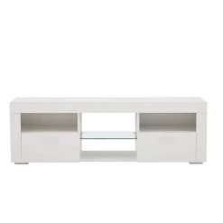 Modern 51.2 in. Wood White TV Stand with 2-Doors Fits TV's up to 55 in. with LED Light by Tidoin