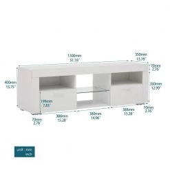 Modern 51.2 in. Wood White TV Stand with 2-Doors Fits TV's up to 55 in. with LED Light by Tidoin -Cheap Tidoin Store white tidoin tv stands jxy ydw6s 012 c3 1000