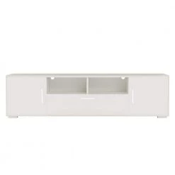 Modern 63 in. Wood White TV Stand with 3 Doors Fits TV's up to 65 in. with LED Light by Tidoin