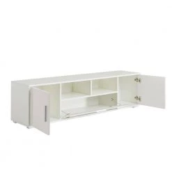 Modern 63 in. Wood White TV Stand with 3 Doors Fits TV's up to 65 in. with LED Light by Tidoin -Cheap Tidoin Store white tidoin tv stands jxy ydw6s 018 77 1000