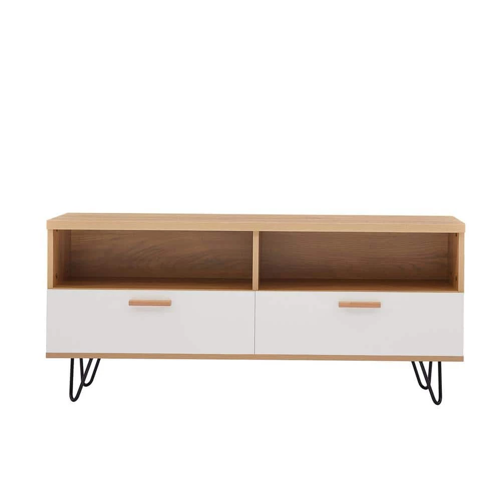 Modern 47.2 in. Wood White TV Stand with 2-Drawers and 2-Shelf Fits TV's up to 50 in. by Tidoin 3 Modern 47.2 in. Wood White TV Stand with 2-Drawers and 2-Shelf Fits TV's up to 50 in. by Tidoin
