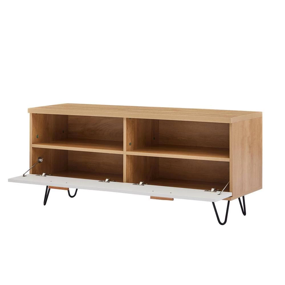 Modern 47.2 in. Wood White TV Stand with 2-Drawers and 2-Shelf Fits TV's up to 50 in. by Tidoin 5 Modern 47.2 in. Wood White TV Stand with 2-Drawers and 2-Shelf Fits TV's up to 50 in. by Tidoin - Image 3