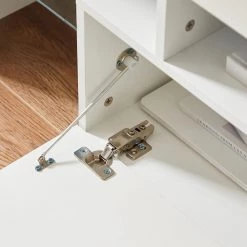 Modern 51.2 in. Wood White TV Stand with 1-Door and 2-Shelf Fits TV's up to 55 in. with LED Light by Tidoin -Cheap Tidoin Store white tidoin tv stands jxy ydw6s 028 44 1000