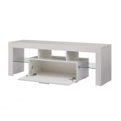 Modern 51.2 in. Wood White TV Stand with 1-Door and 2-Shelf Fits TV's up to 55 in. with LED Light by Tidoin -Cheap Tidoin Store white tidoin tv stands jxy ydw6s 028 77 1000