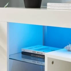 Modern 51.2 in. Wood White TV Stand with 1-Door and 2-Shelf Fits TV's up to 55 in. with LED Light by Tidoin -Cheap Tidoin Store white tidoin tv stands jxy ydw6s 028 fa 1000