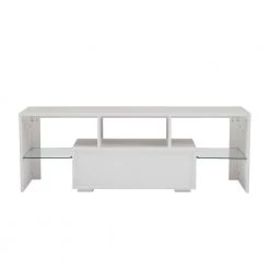 51.2 in. Wood White TV Stand with 1-Storage Door Fits TV's up to 55 in. with LED Light by Tidoin -Cheap Tidoin Store white tidoin tv stands jxy ydw6s 539 76 1000