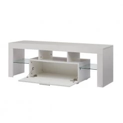 51.2 in. Wood White TV Stand with 1-Storage Door Fits TV's up to 55 in. with LED Light by Tidoin -Cheap Tidoin Store white tidoin tv stands jxy ydw6s 539 77 1000