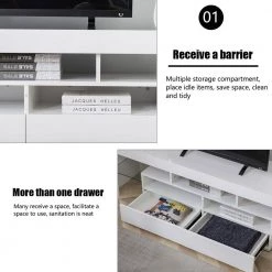 Modern 63 in. Wood White TV Stand Console Table with LED Light, 2-Drawer and 2-Shelves Fits TV's up to 65 in. by Tidoin 18 Modern 63 in. Wood White TV Stand Console Table with LED Light, 2-Drawer and 2-Shelves Fits TV's up to 65 in. by Tidoin -Cheap Tidoin Store white tidoin tv stands zoy ydw5 2745 44 1000