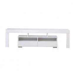 Modern 63 in. Wood White TV Stand Console Table with LED Light, 2-Drawer and 2-Shelves Fits TV's up to 65 in. by Tidoin