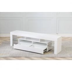 Modern 63 in. Wood White TV Stand Console Table with LED Light, 2-Drawer and 2-Shelves Fits TV's up to 65 in. by Tidoin 14 Modern 63 in. Wood White TV Stand Console Table with LED Light, 2-Drawer and 2-Shelves Fits TV's up to 65 in. by Tidoin -Cheap Tidoin Store white tidoin tv stands zoy ydw5 2745 77 1000