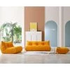 3 Pieces Bean Bag Teddy Velvet Top Thick Seat Living Room Lazy Sofa in Yellow (2 Seater + 3 Seater + Ottoman ) by Magic Home -Cheap Tidoin Store yellow magic home living room sets cs lp000012eaa 64 1000