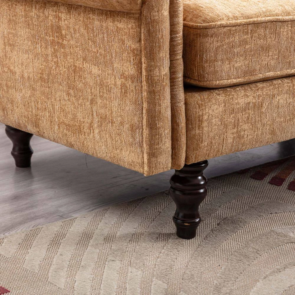 90.55 in. L Shape Chenille Fabric Comfort Sectional Sofa with Wood Legs, Yellow by Magic Home 6 90.55 in. L Shape Chenille Fabric Comfort Sectional Sofa with Wood Legs, Yellow by Magic Home - Image 4