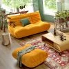 Modern Lazy Sofa Lving Room Set with Teddy Velvet 2 Seater and Ottoman,Yellow by Magic Home -Cheap Tidoin Store yellow magic home sofas couches cs wf199112aab 64 1000