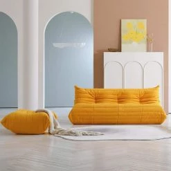 2-Piece Lazy Sofa Teddy Velvet Living Room Set with 3 Seater and Ottoman,Yellow by Magic Home 15 2-Piece Lazy Sofa Teddy Velvet Living Room Set with 3 Seater and Ottoman,Yellow by Magic Home -Cheap Tidoin Store yellow magic home sofas couches csx w247 717099 31 1000