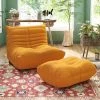 2-Piece Teddy Velvet Living Room Lazy Sofa with Ottoman in Yellow by Magic Home -Cheap Tidoin Store yellow magic home sofas couches ows tsa100 64 1000