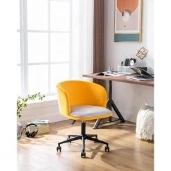 Yellow Velvet Adjustable Height Accent Arm Chair with Wheels by Tidoin -Cheap Tidoin Store yellow tidoin accent chairs zoy ydw5 1350 31 1000