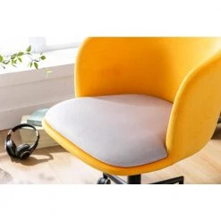 Yellow Velvet Adjustable Height Accent Arm Chair with Wheels by Tidoin -Cheap Tidoin Store yellow tidoin accent chairs zoy ydw5 1350 4f 1000