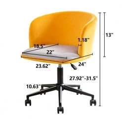 Yellow Velvet Adjustable Height Accent Arm Chair with Wheels by Tidoin -Cheap Tidoin Store yellow tidoin accent chairs zoy ydw5 1350 c3 1000